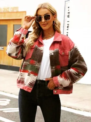 Dark Pink Aztec Jacket
