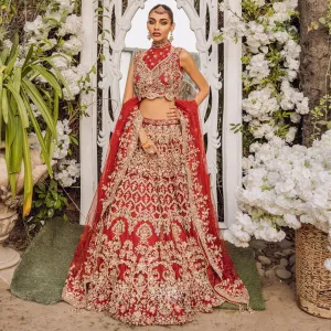 Designer Embellished Bridal Red Lehenga Choli For Wedding Wear
