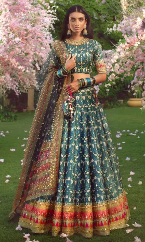 Designer Embellished Dark Green Lehenga Choli Bridal Wear