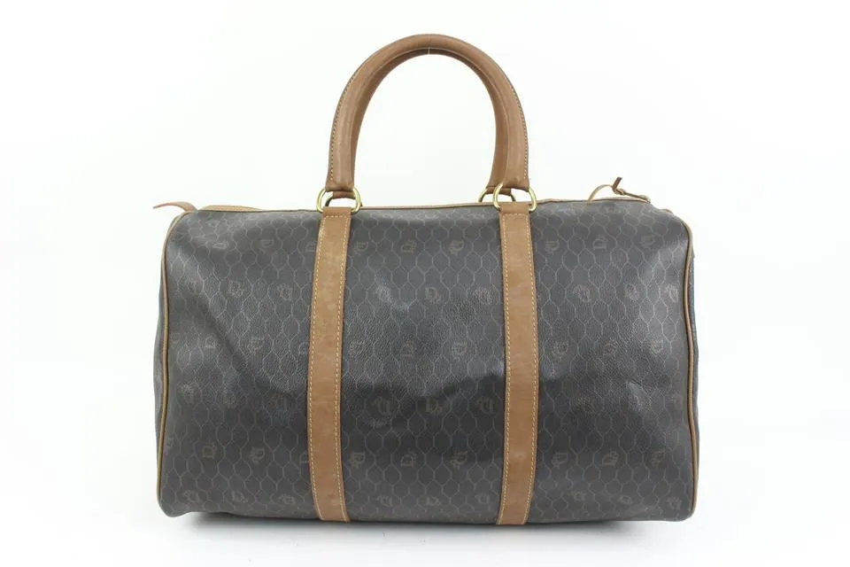 Dior Black x Brown Honeycomb Monogram Trotter Boston Duffle Bag 79d422s