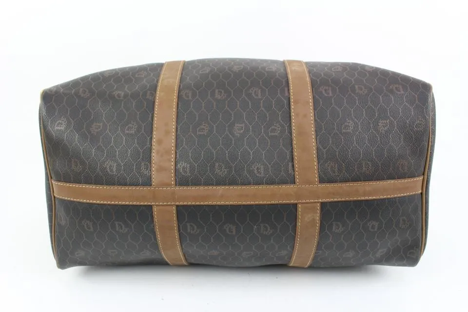Dior Black x Brown Honeycomb Monogram Trotter Boston Duffle Bag 79d422s