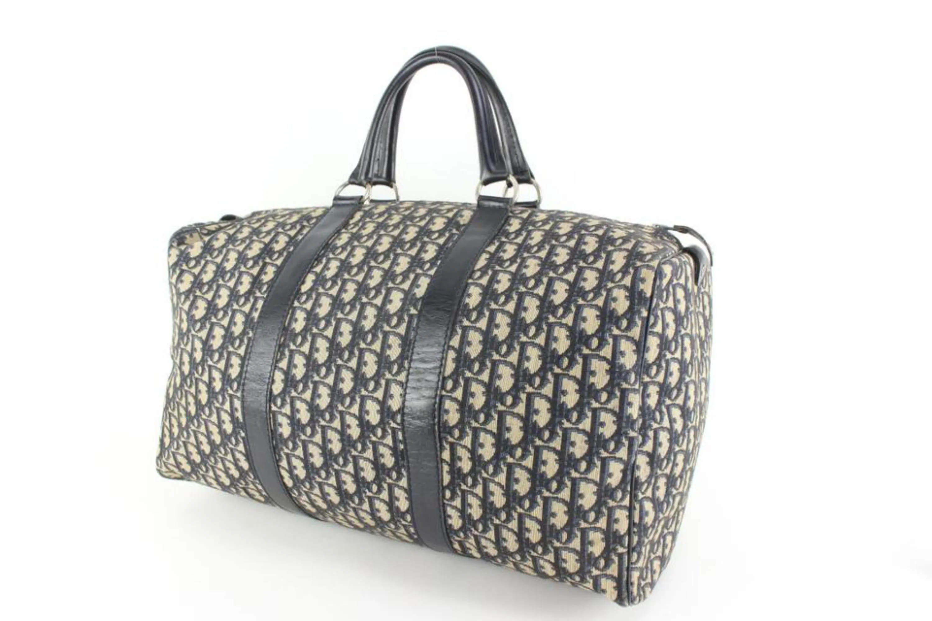 Dior Large Navy Monogram Trotter Boston Duffle Bag 65d55s