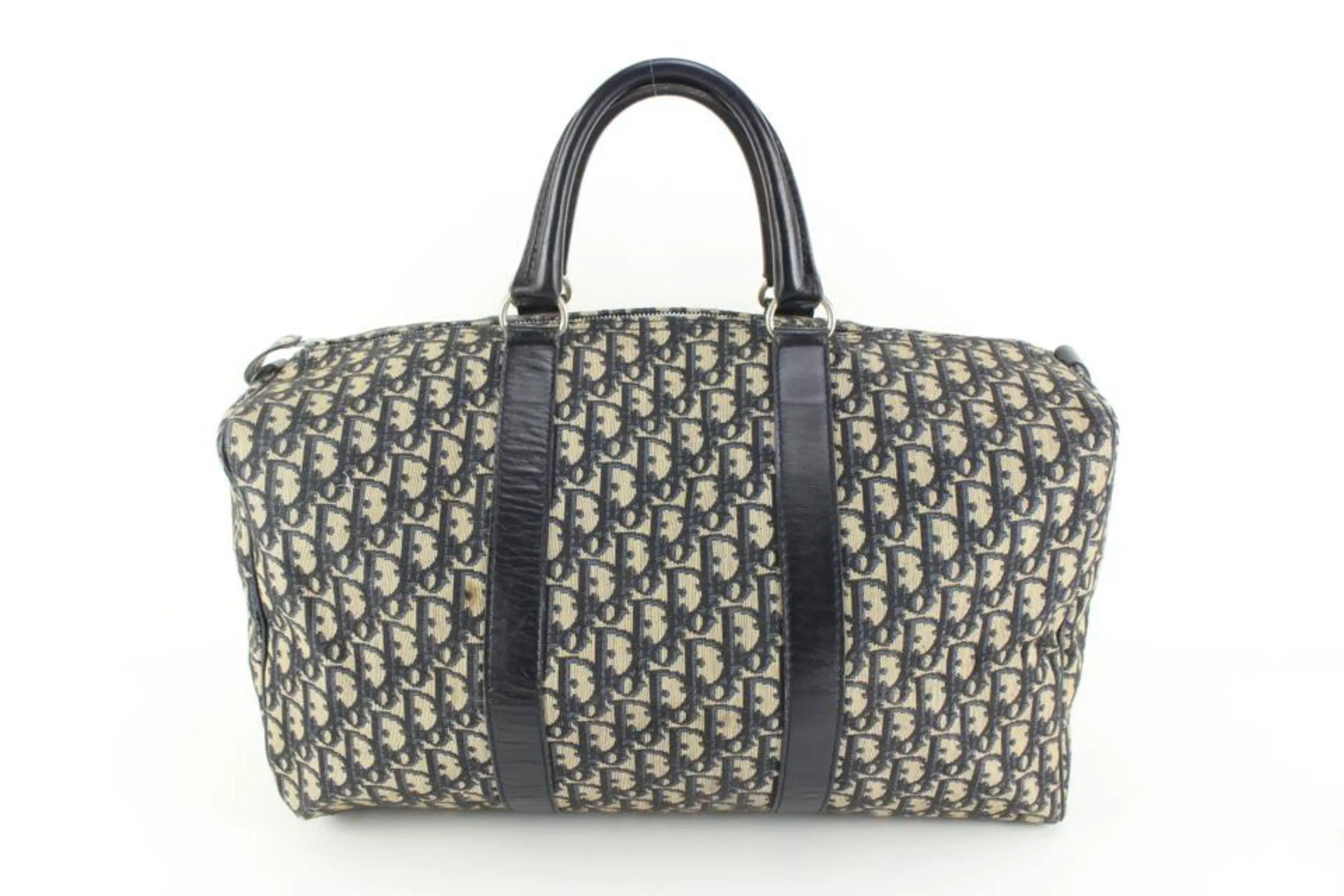Dior Large Navy Monogram Trotter Boston Duffle Bag 65d55s