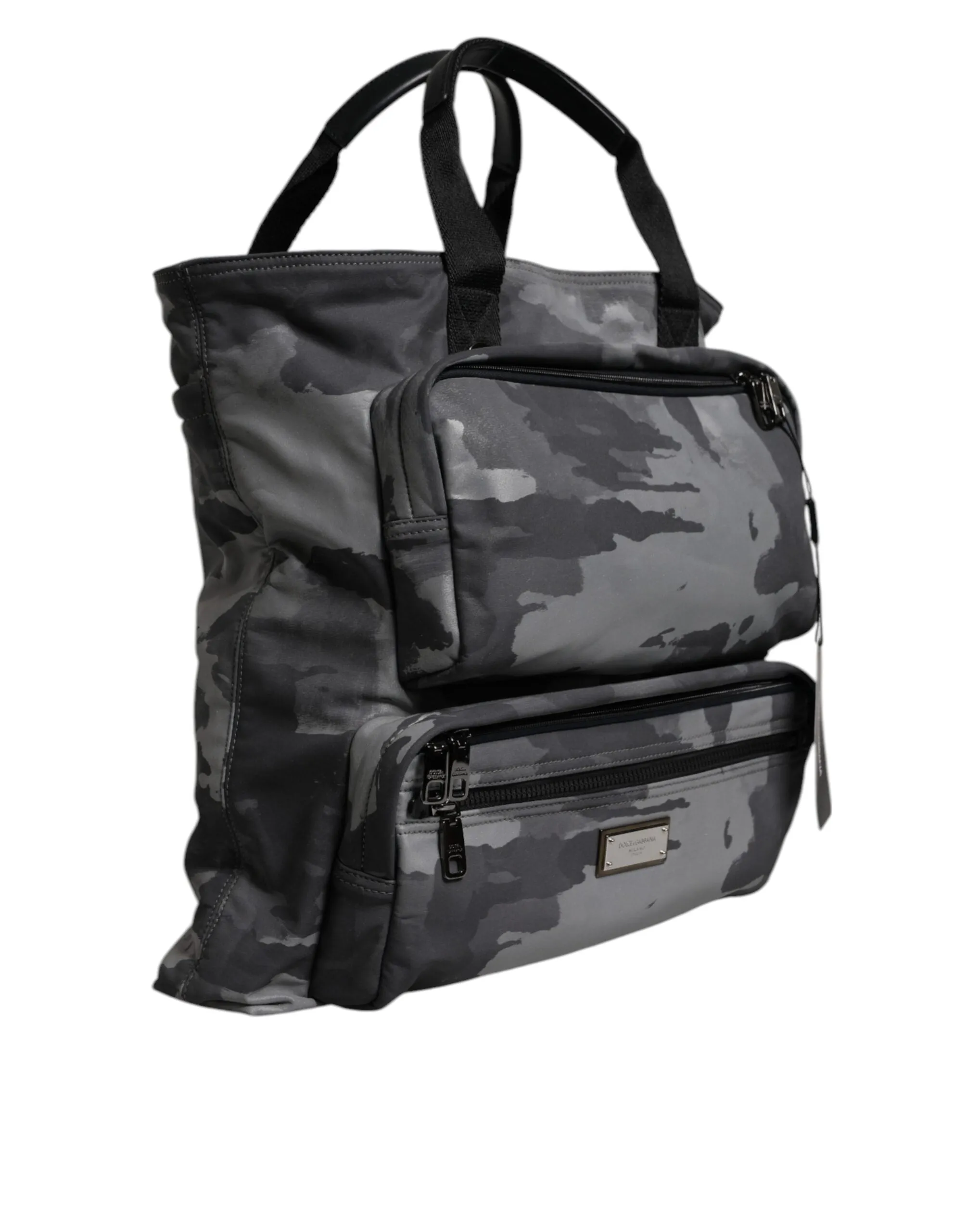 Dolce & Gabbana Black Camouflage Shoulder Strap Logo Plaque Bag
