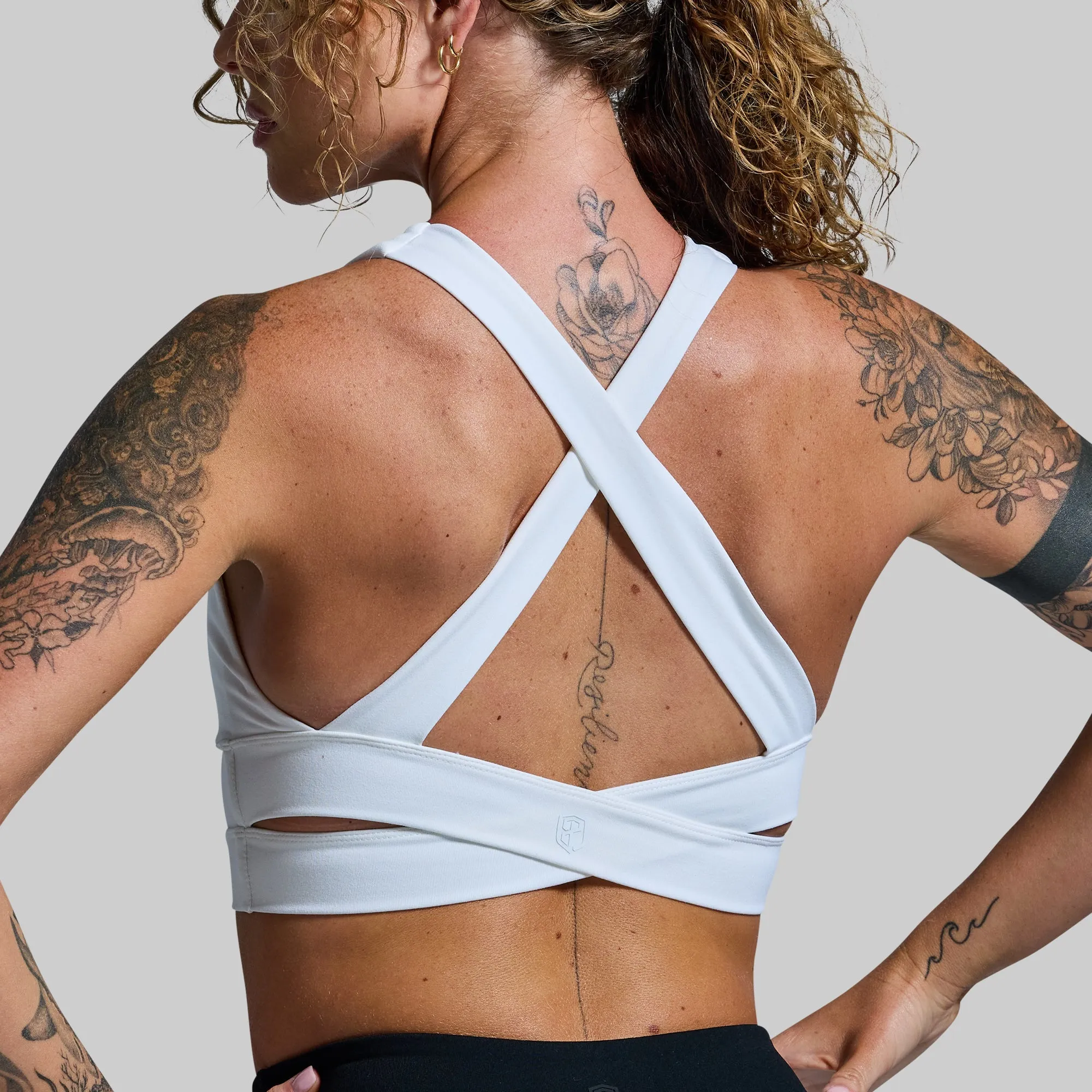 Double Cross Sports Bra (White)