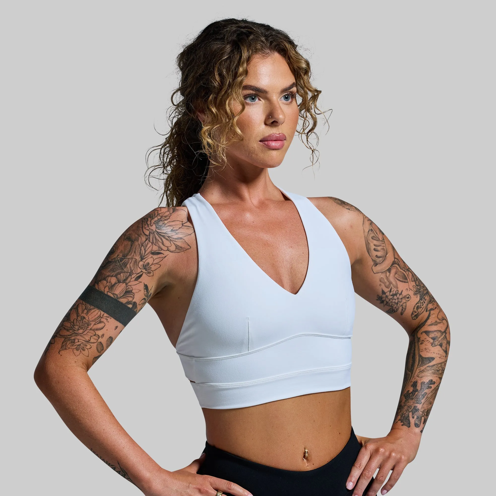 Double Cross Sports Bra (White)
