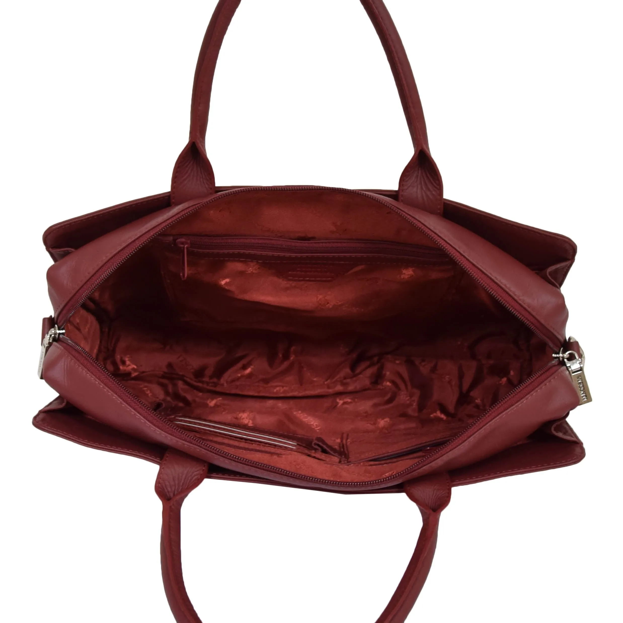 DR592 Women's Genuine Soft Leather Briefcase Shoulder Office Bag Red