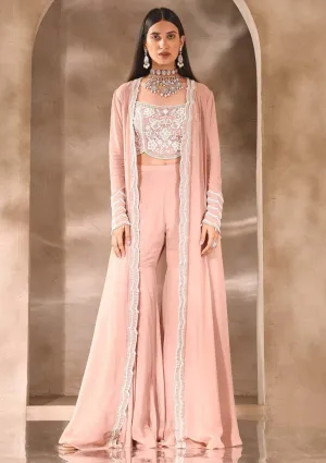Dusty pink embellished jacket and gharara set