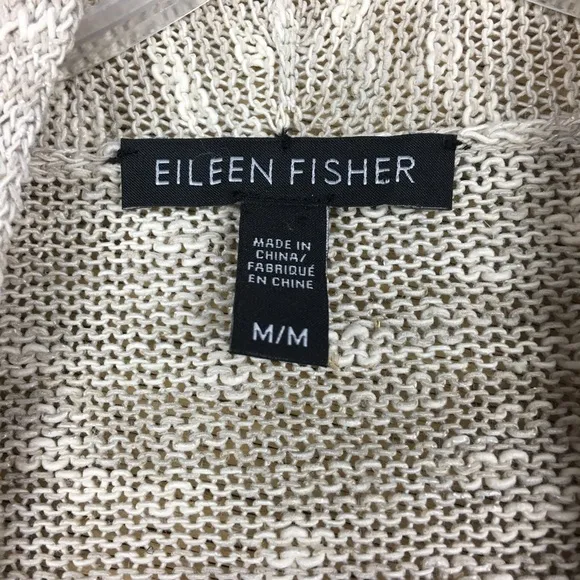EILEEN FISHER Melange Organic Linen Blend Grain Open Front Cardigan Size M