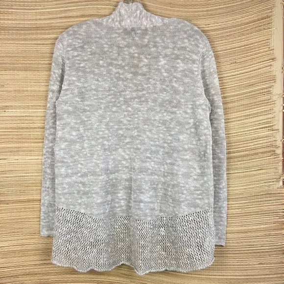 EILEEN FISHER Melange Organic Linen Blend Grain Open Front Cardigan Size M