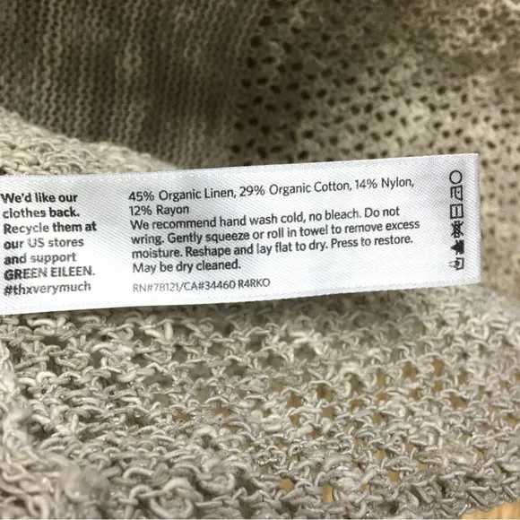 EILEEN FISHER Melange Organic Linen Blend Grain Open Front Cardigan Size M