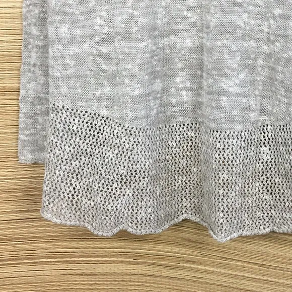 EILEEN FISHER Melange Organic Linen Blend Grain Open Front Cardigan Size M
