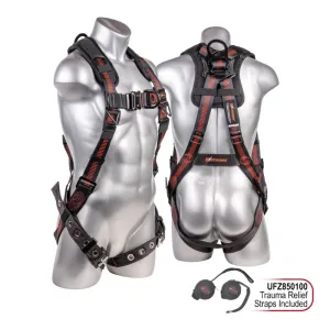 Elite  5-Point FBH, Enhanced Dorsal D-ring, Front D-ring, TB Legs, QC Chest, Back/ Shoulder Pad, All Black Fittings – Harness
