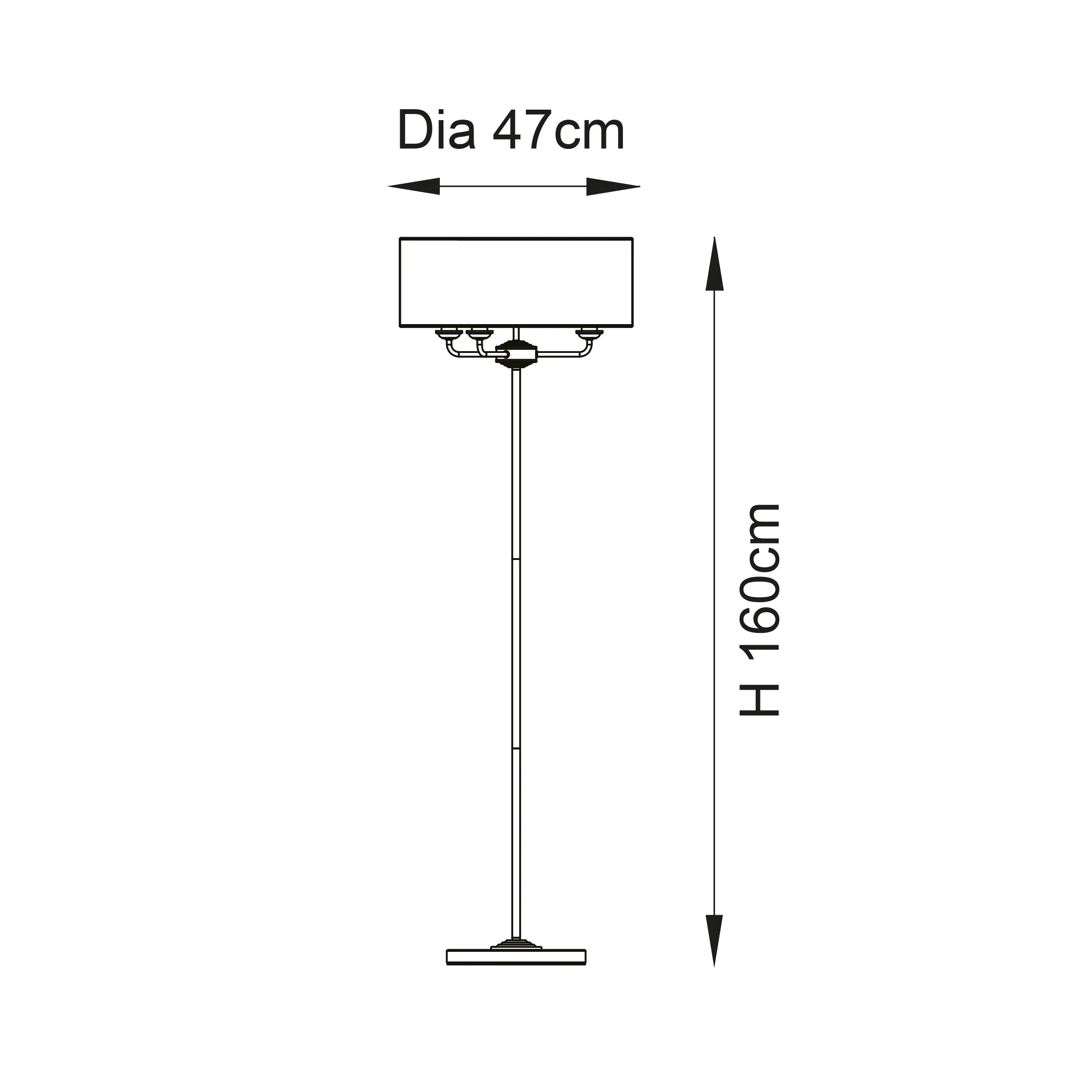 Endon 98935 Highclere 3lt Floor Antique brass plate & vintage white fabric 3 x 40W E14 candle (Required)