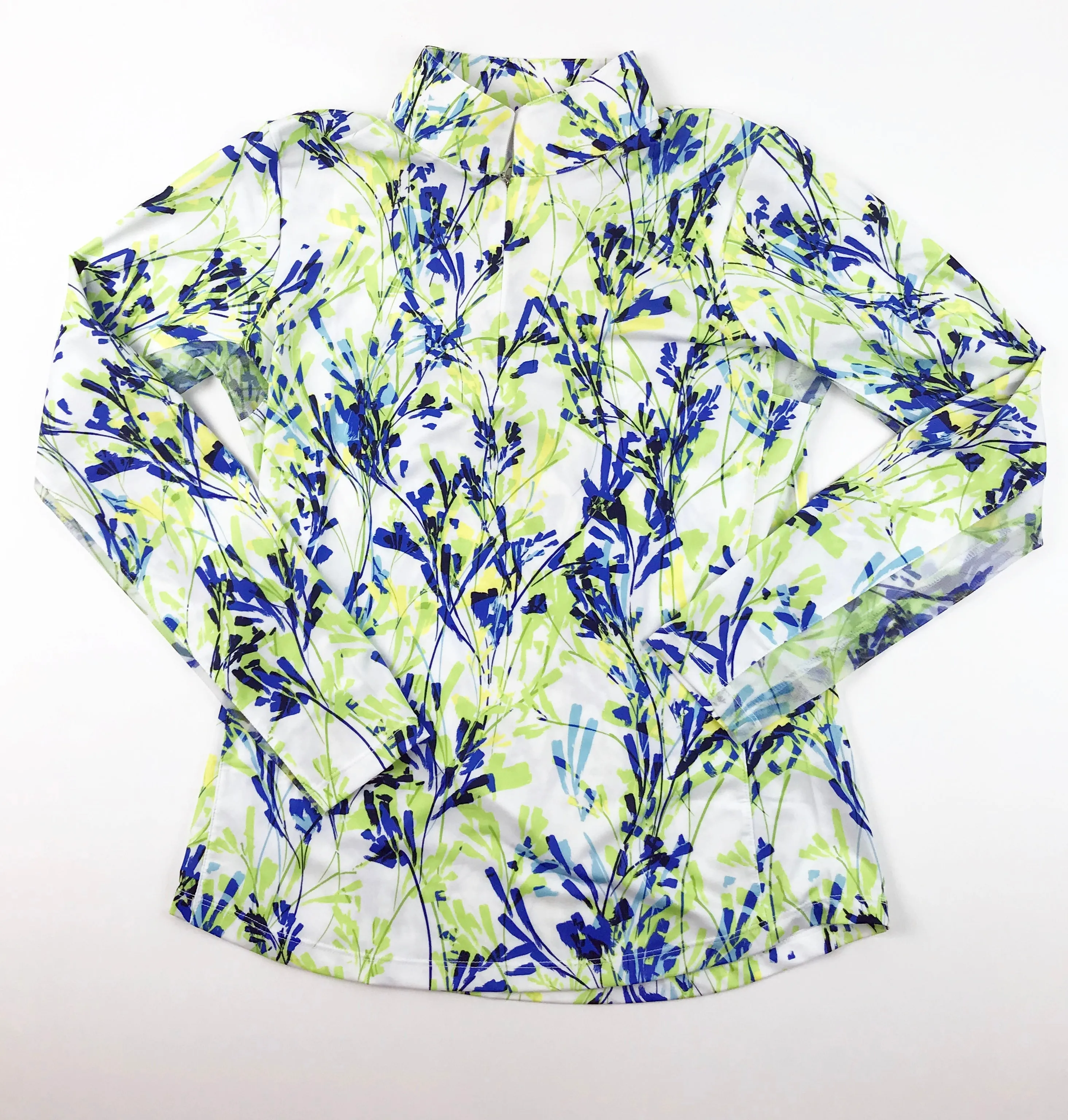 EP NY Long Sleeve Stem Floral Print Zip Mock- SPF 50