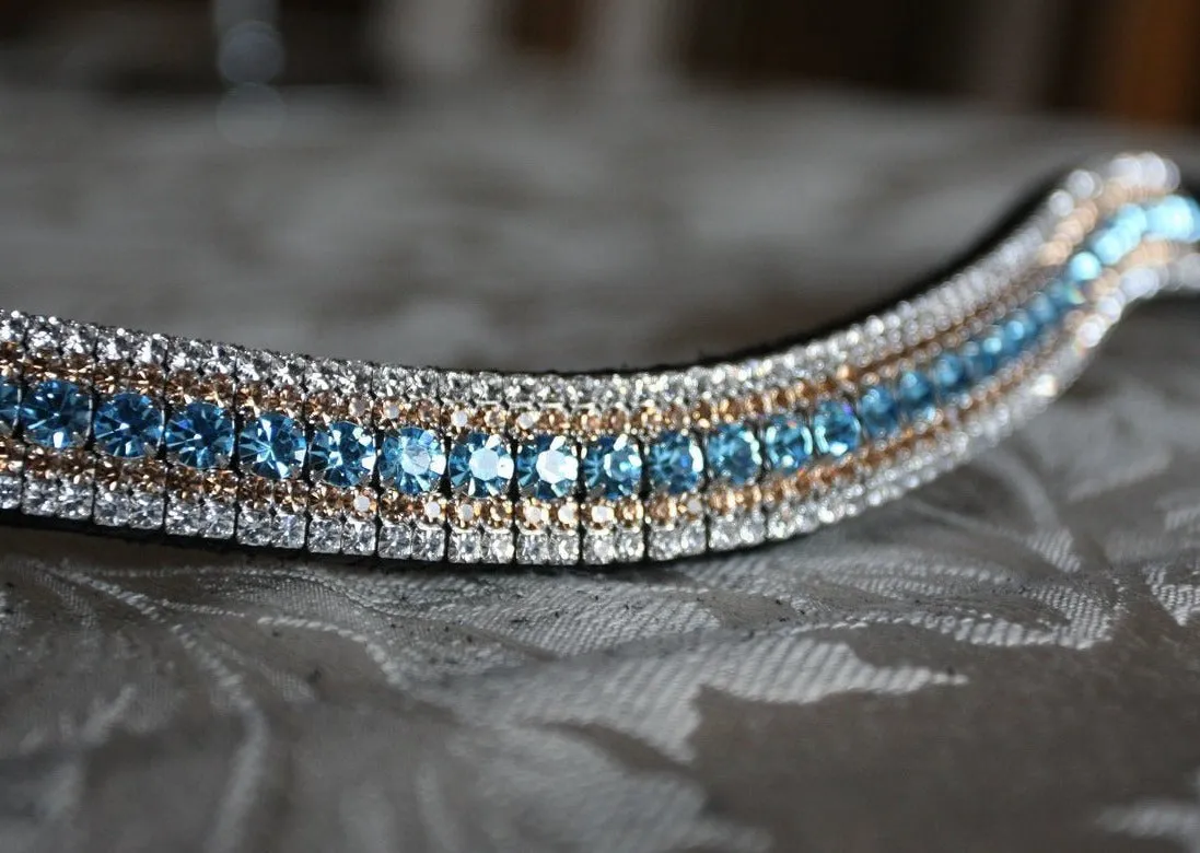 Equiture Aquamarine, light colorado and clear megabling curve browband