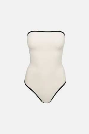 Essential Rib Contrast One Piece Creme