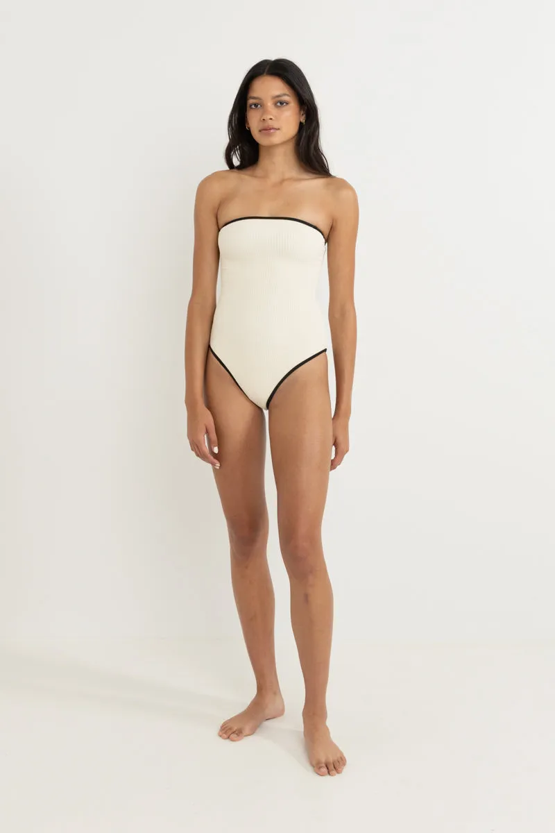 Essential Rib Contrast One Piece Creme