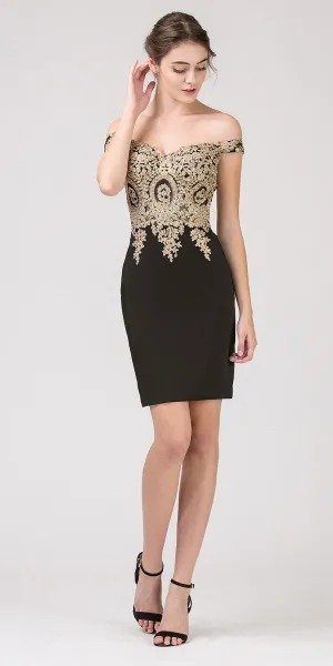 Eureka 6032 Off-Shoulder Embellished Bodice Short Party Dress
