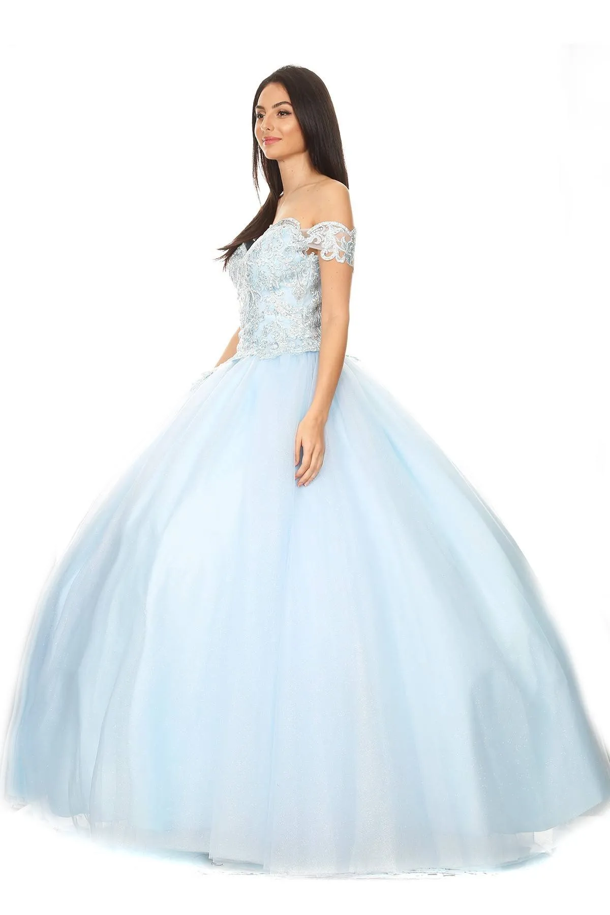 Eureka 9300 Princess Ball Gown Off-Shoulder Glittery Mesh Corset Back