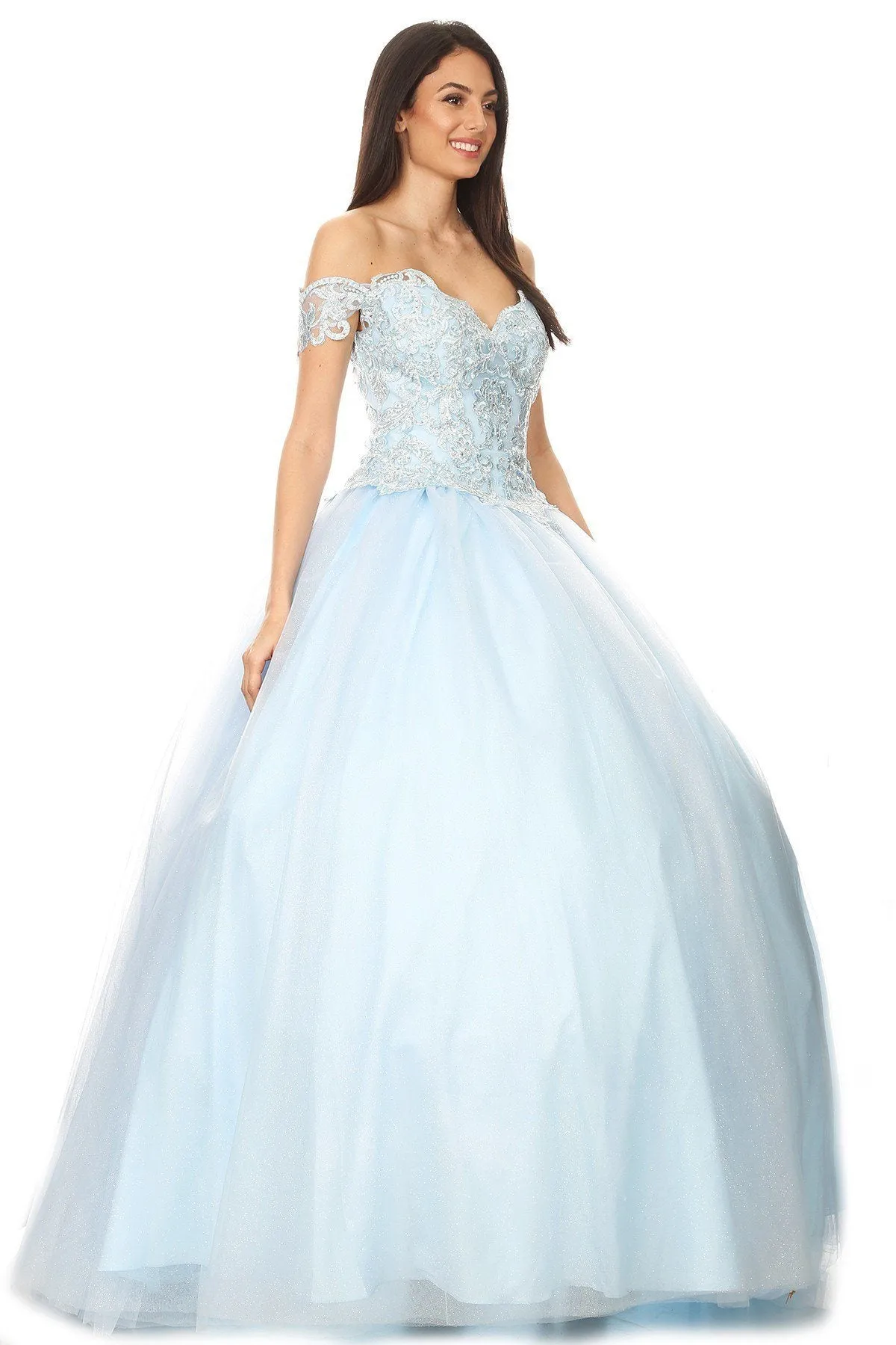 Eureka 9300 Princess Ball Gown Off-Shoulder Glittery Mesh Corset Back