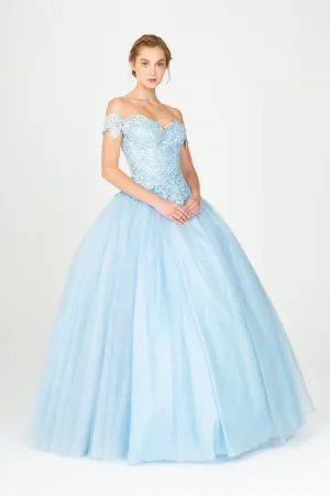 Eureka 9300 Princess Ball Gown Off-Shoulder Glittery Mesh Corset Back