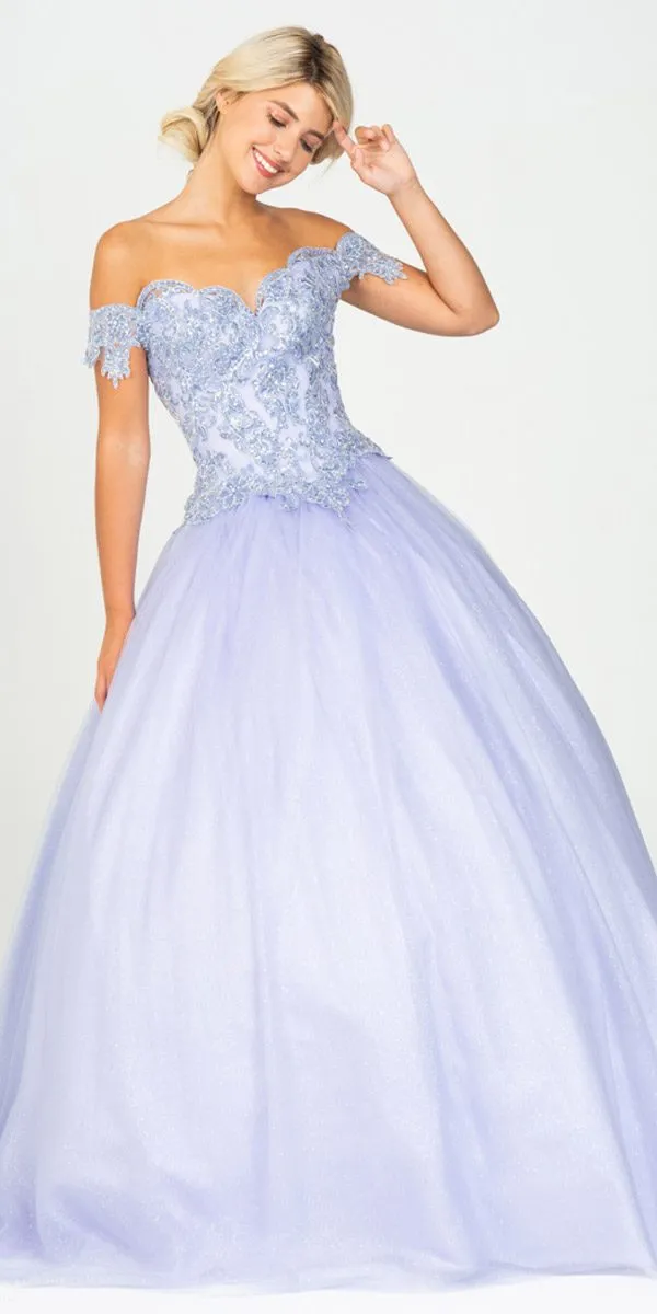 Eureka 9300 Princess Ball Gown Off-Shoulder Glittery Mesh Corset Back