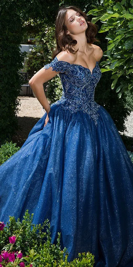 Eureka 9300 Princess Ball Gown Off-Shoulder Glittery Mesh Corset Back