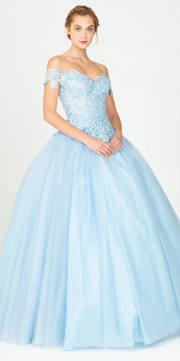 Eureka 9300 Princess Ball Gown Off-Shoulder Glittery Mesh Corset Back