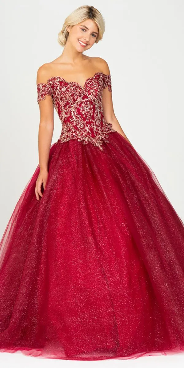 Eureka 9300 Princess Ball Gown Off-Shoulder Glittery Mesh Corset Back
