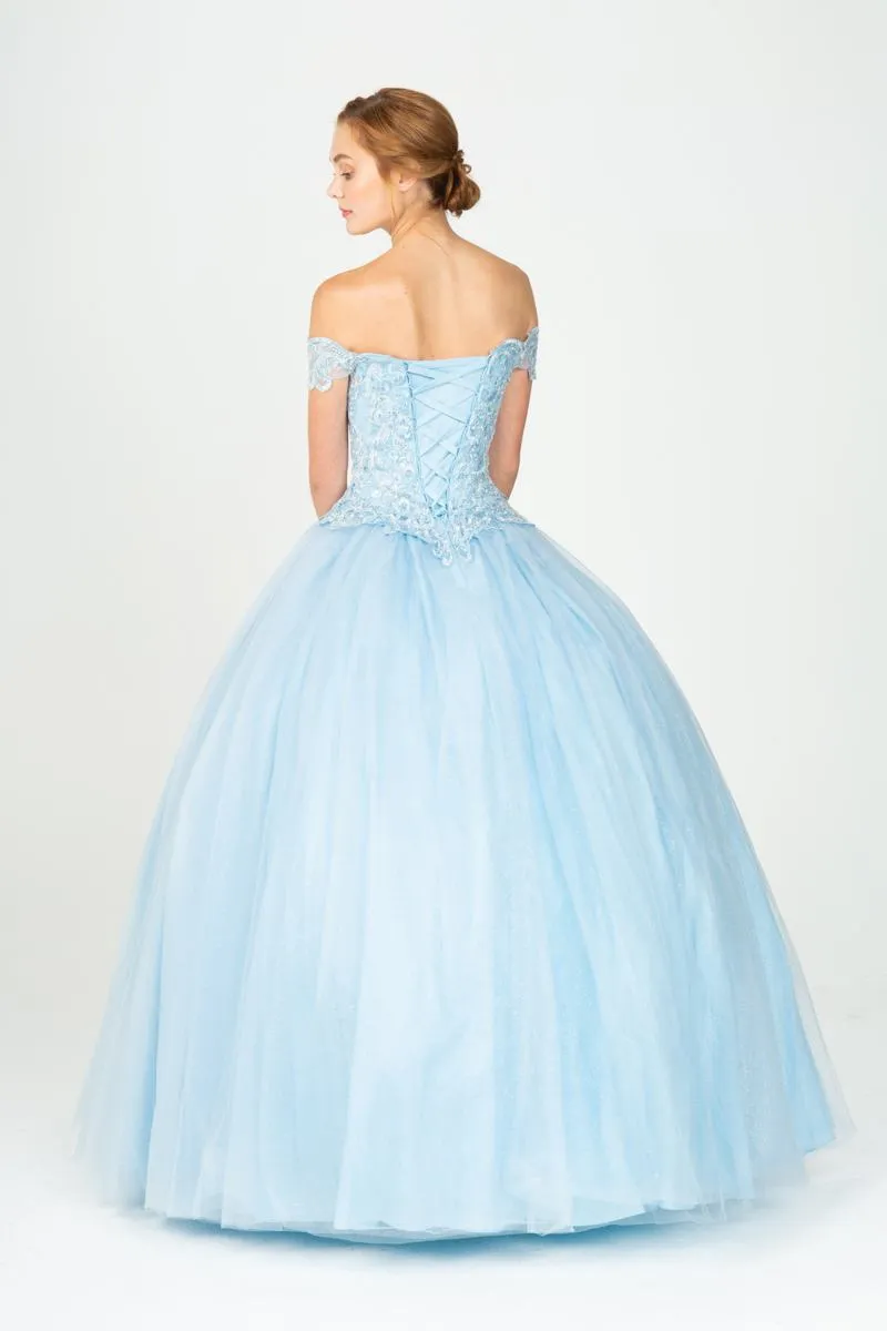 Eureka 9300 Princess Ball Gown Off-Shoulder Glittery Mesh Corset Back