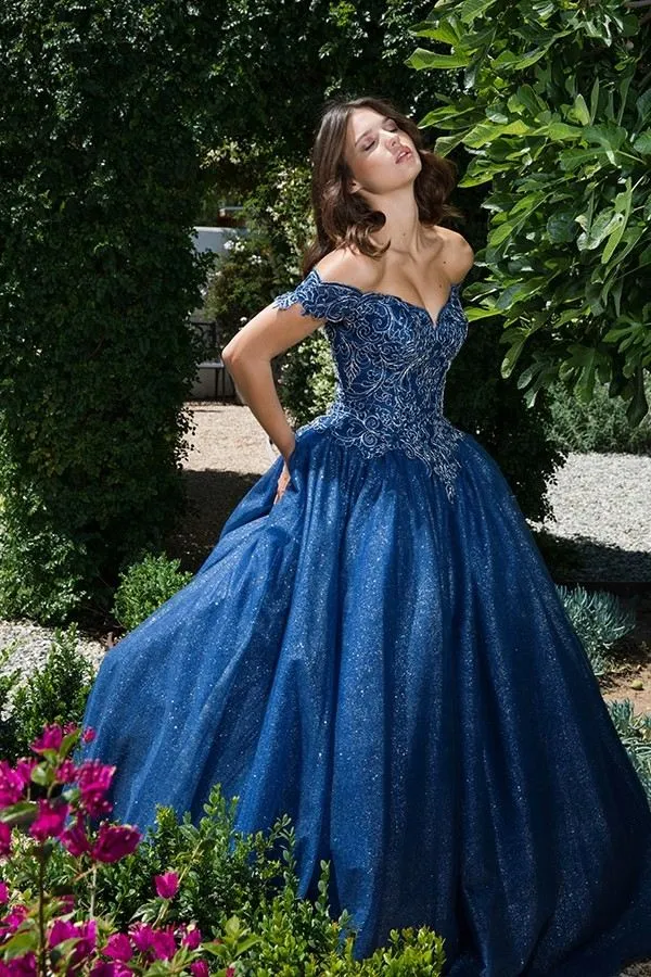Eureka 9300 Princess Ball Gown Off-Shoulder Glittery Mesh Corset Back