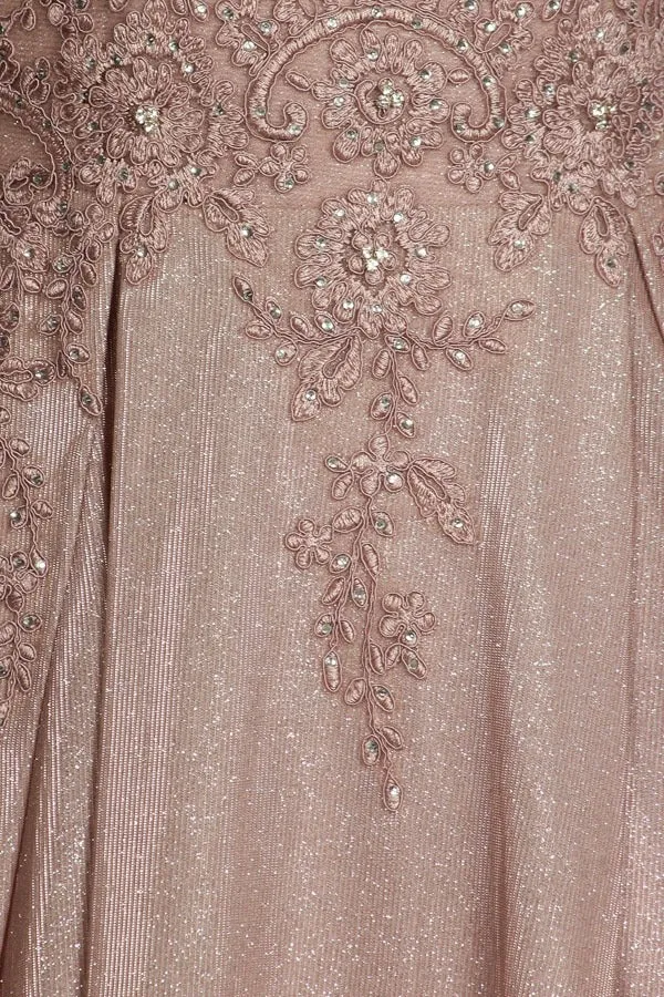 Eureka 9606 Shimmering Long Dress Appliqued Bodice
