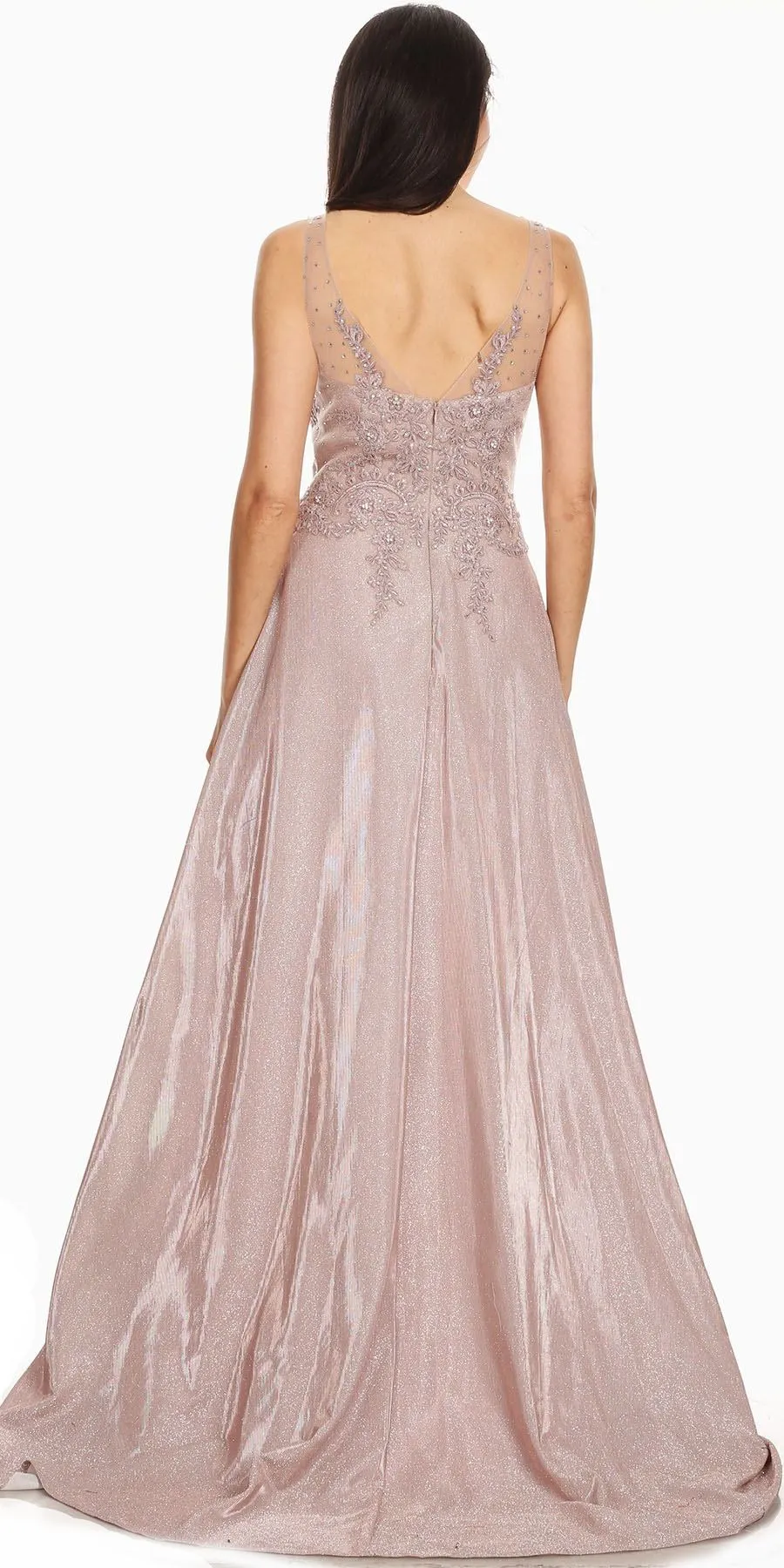 Eureka 9606 Shimmering Long Dress Appliqued Bodice