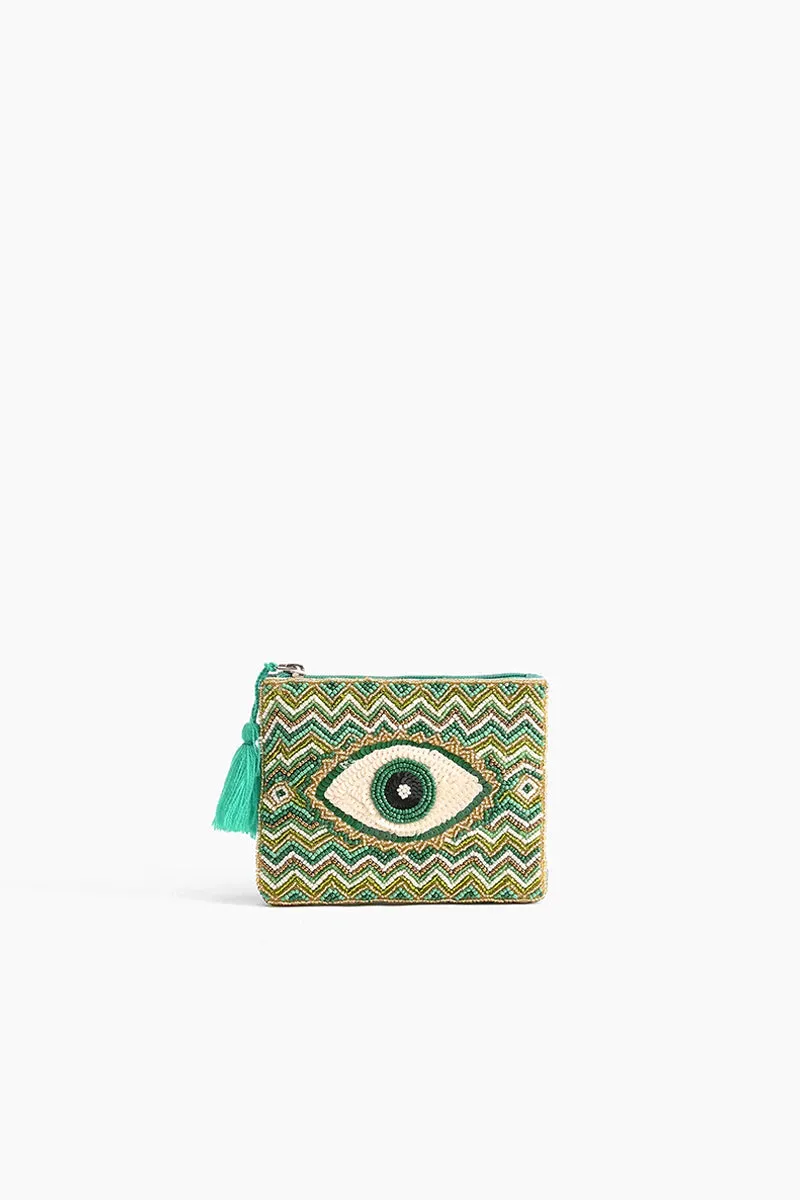 Evil Eye Bead Embellished Coin Purse