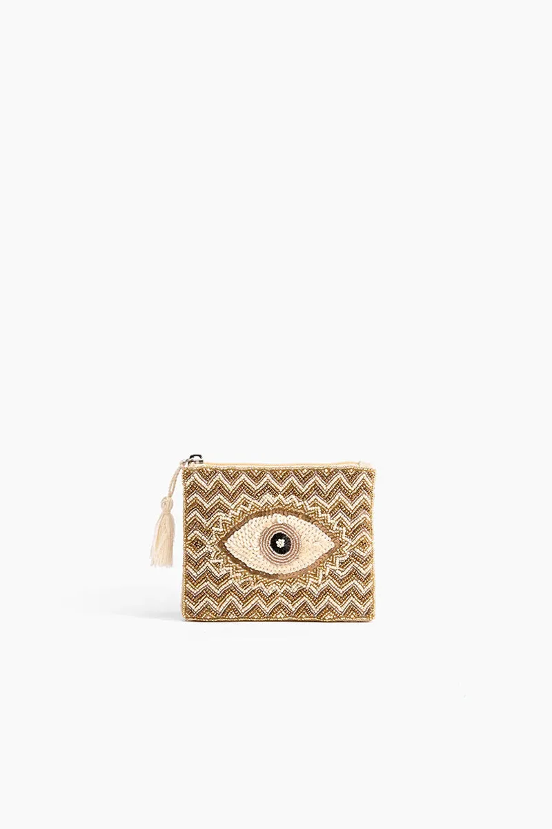 Evil Eye Bead Embellished Coin Purse