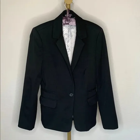 Express Black Women's One Button Boyfriend Blazer Fully Lined Sz 10/M