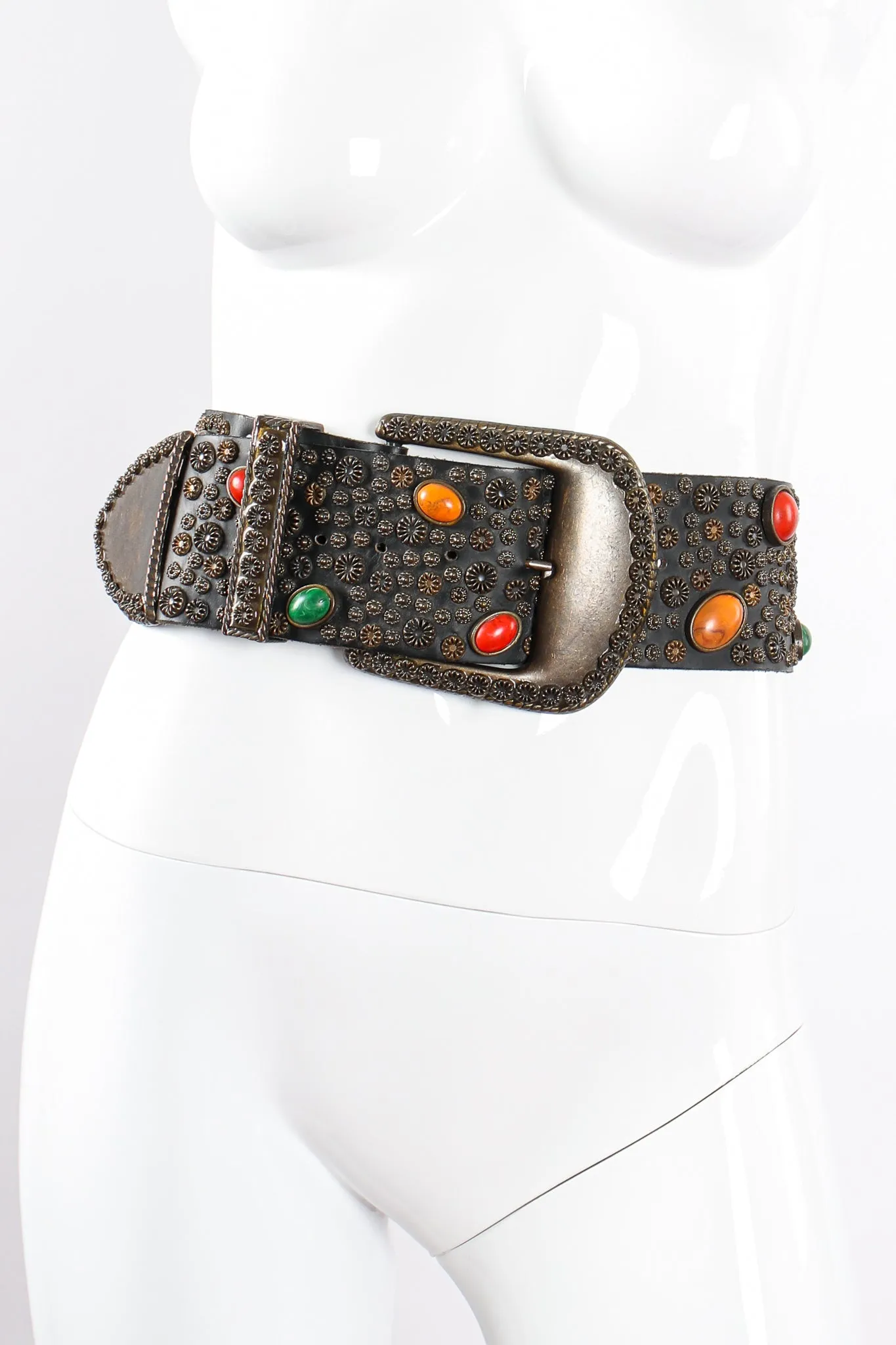 Extra-Wide Stone Studded Belt
