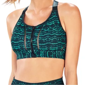 Fabletics Zoe Zip Up High Support Sports Bra Tidal Athletic Gym Training