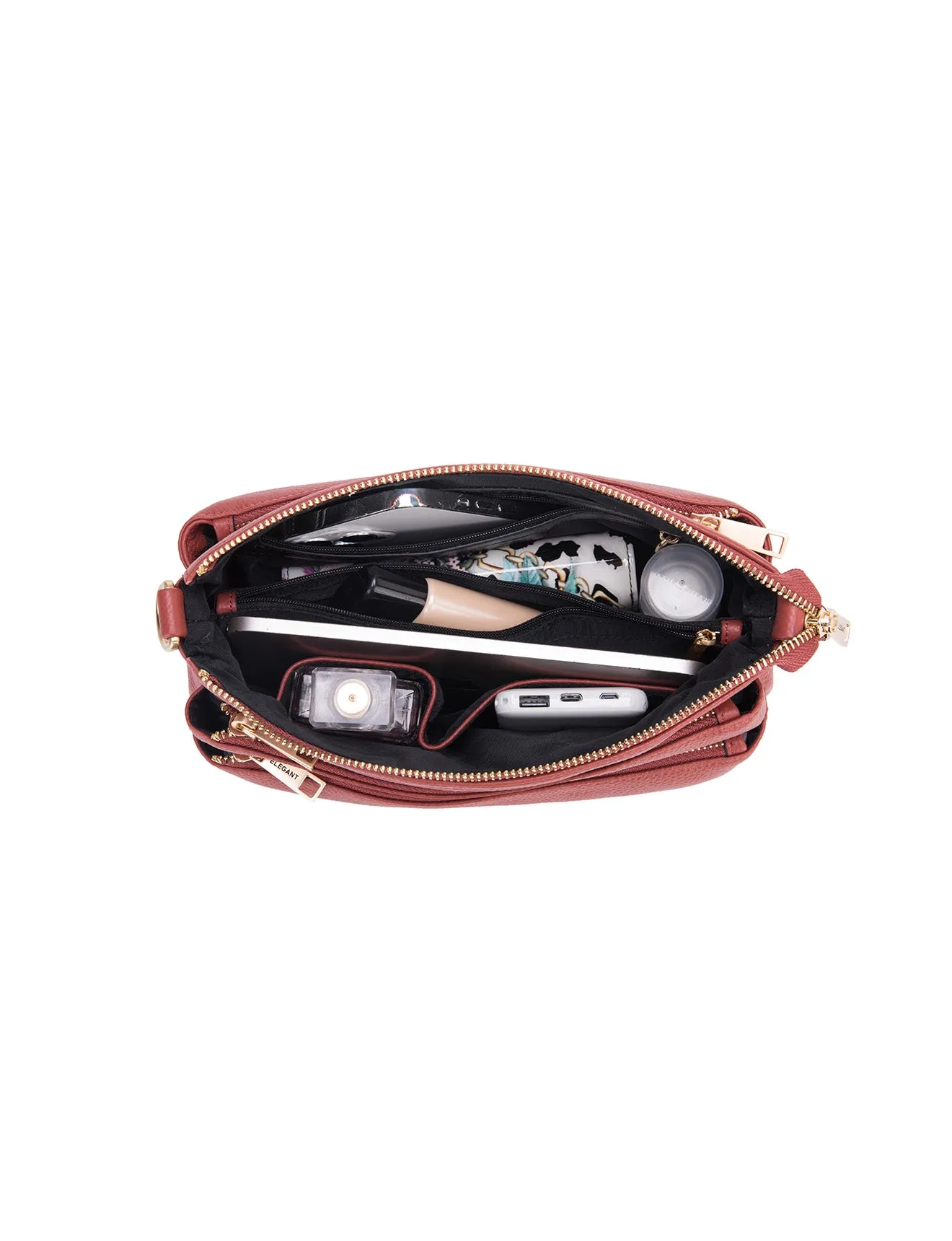 FAITH LEATHER CROSS BODY BAG- E1-0749-BRICK- SALE