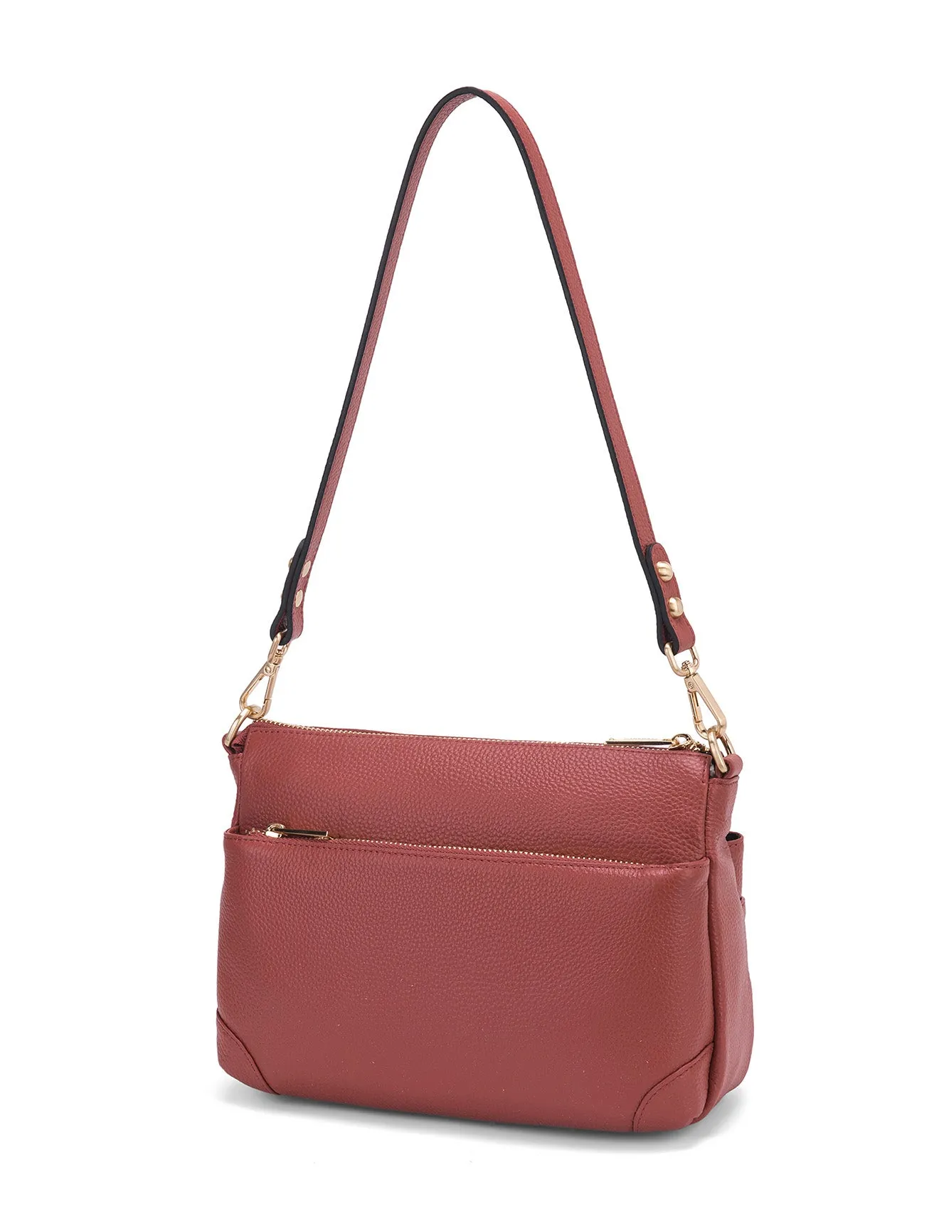 FAITH LEATHER CROSS BODY BAG- E1-0749-BRICK- SALE