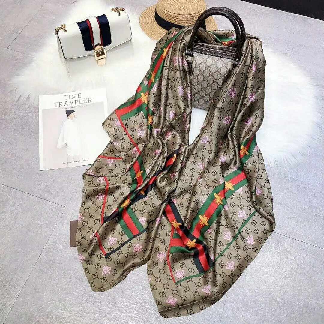 Fashion GG little bee printed silk scarf