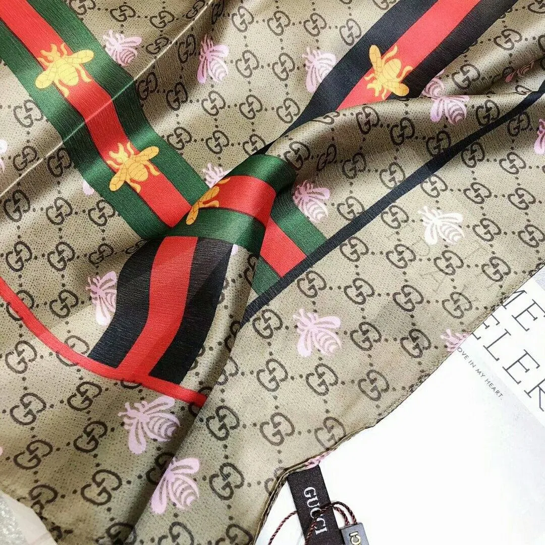 Fashion GG little bee printed silk scarf