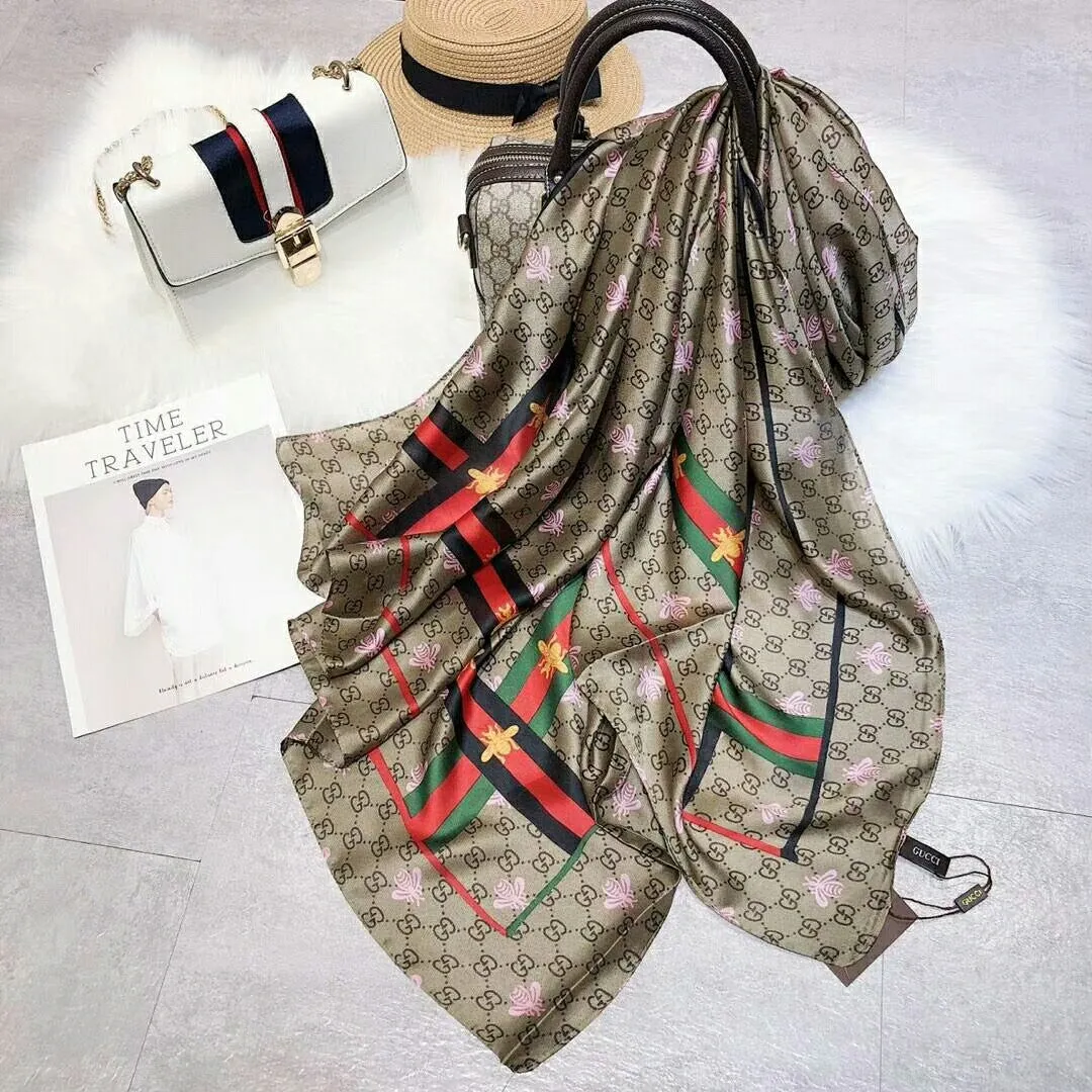 Fashion GG little bee printed silk scarf