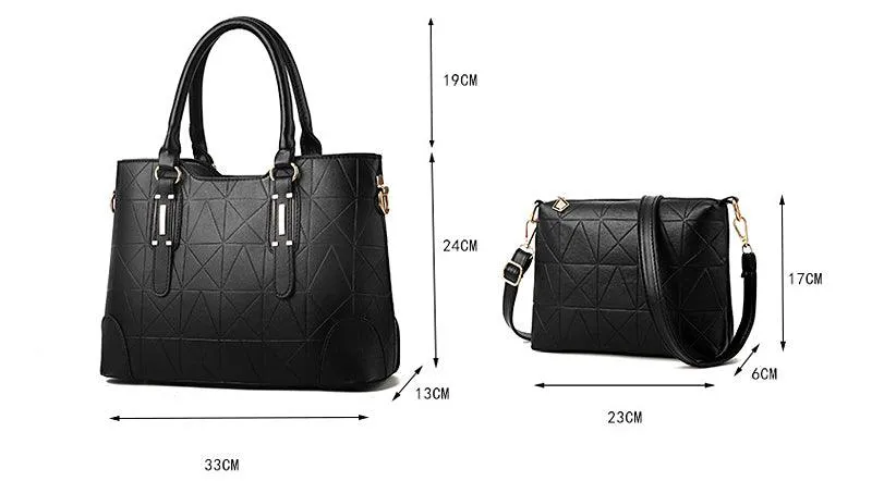 Fashion Unique 2 In 1 Patterned Leather Handbag - Black