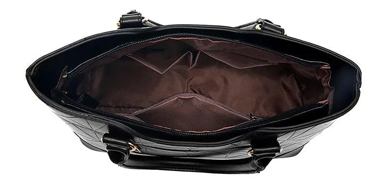 Fashion Unique 2 In 1 Patterned Leather Handbag - Black