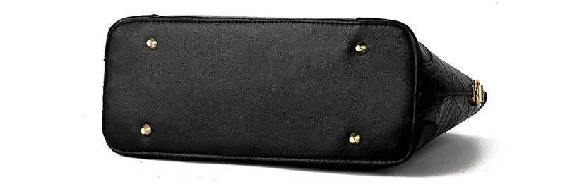 Fashion Unique 2 In 1 Patterned Leather Handbag - Black