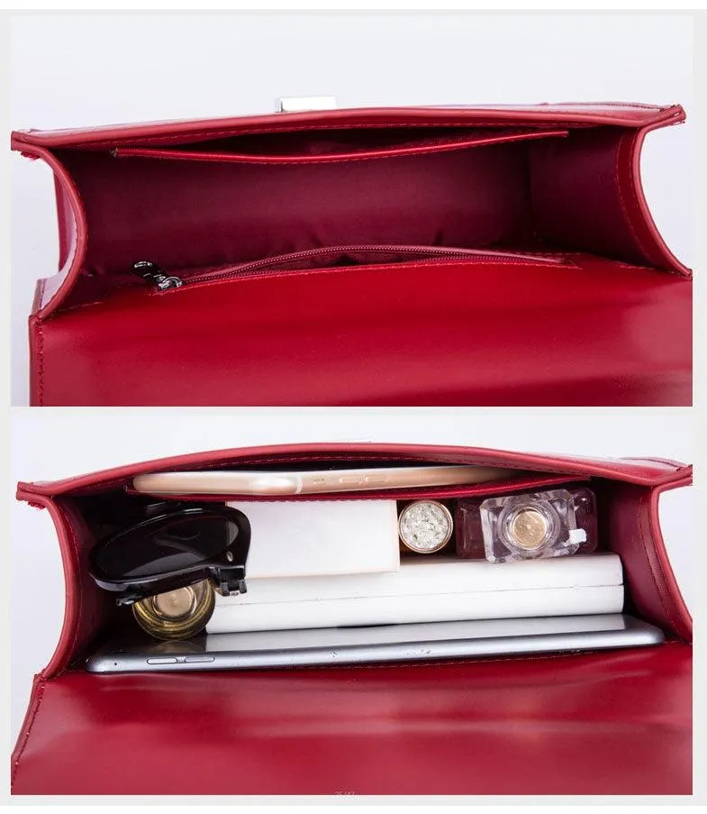 Fashion Women Tote With Scarf Elegant Handbag Red