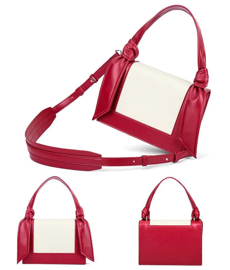 Fashion Women Tote With Scarf Elegant Handbag Red