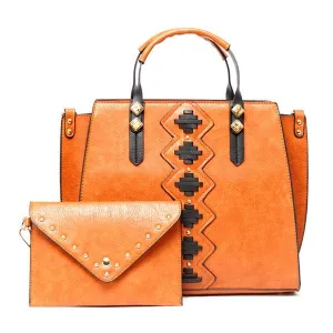 Fashionable Women Designer Leather 2 IN 1 Brown Bag